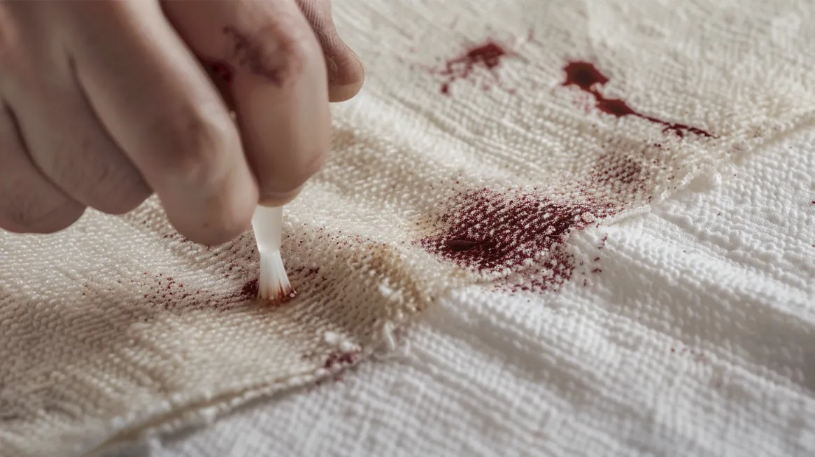 removing set-in blood stains from a white woven textile