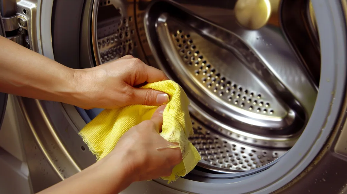 Keeping the washing machine clean and fresh with a thorough wipe-down